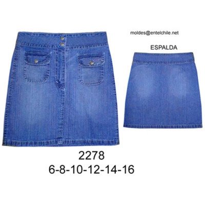 2278 - Molde de Falda con pretina ancha, bolsillos delanteros con tapa 2278 - Molde de Falda con pretina ancha, bolsillos delanteros con tapa