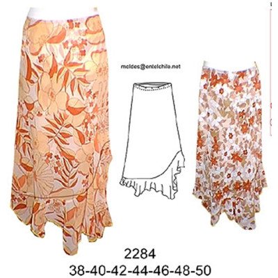 2284 - Molde de Falda con faldón asimétrico; 2284 - Molde de Falda con faldón asimétrico;