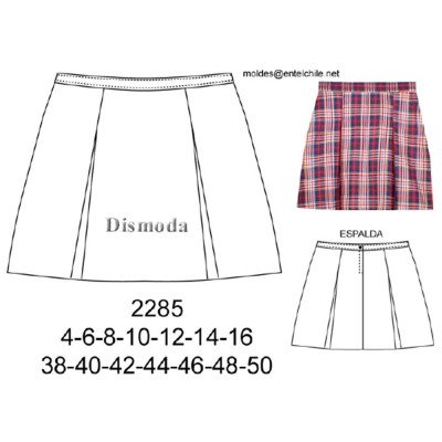2285 - Molde de Falda escolar con 2 pliegues 2285 - Molde de Falda escolar con 2 pliegues