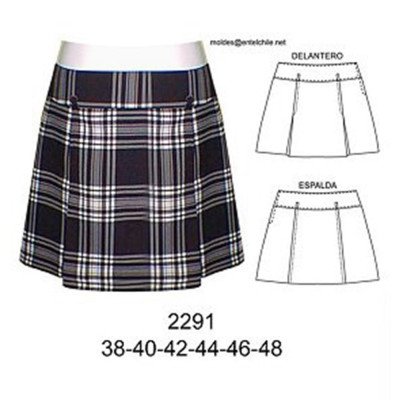 2291 - Molde de Falda a la cadera 2 pliegues en delantero y corte en espalda 2291 - Molde de Falda a la cadera 2 pliegues en delantero y corte en espalda