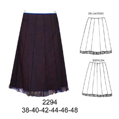 2294 - Molde de Falda con tull en basta ,(largo 62 cm 2294 - Molde de Falda con tull en basta ,(largo 62 cm
