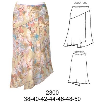 2300 - Molde de Falda asimétrica cruzada; 2300 - Molde de Falda asimétrica cruzada;