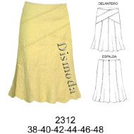 2312 - Molde de Falda con cortes asimétricos a la cadera