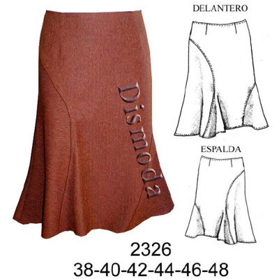 2326 - Molde de Falda con cortes en delantero y espalda 2326 - Molde de Falda con cortes en delantero y espalda