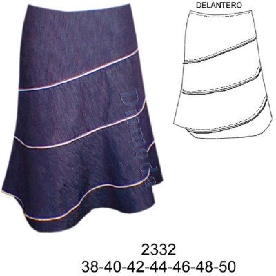 2332 - Molde de Falda con cortes y vivo