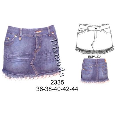 2335 - Molde de Micromini de mezclilla con tiro y flecos