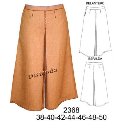 2368 - Molde de Falda pantalón con cierre en costado 2368 - Molde de Falda pantalón con cierre en costado