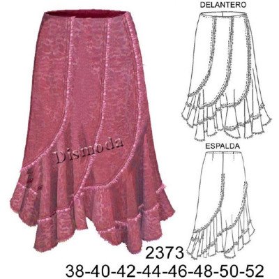 2373 - Molde de Falda 5 paños con cortes curvos 2373 - Molde de Falda 5 paños con cortes curvos