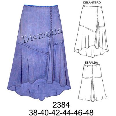 2384 - Molde de Falda con cola y cortes en delantero y espalda 2384 - Molde de Falda con cola y cortes en delantero y espalda
