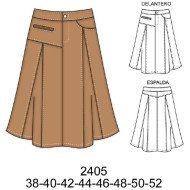2405 - Molde de Falda larga asimétrica