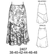 2407 - Molde de Falda con faldones evase