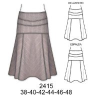 2415 - Molde de Falda con rebeca 3 piezas, faldones cortados al sesgo