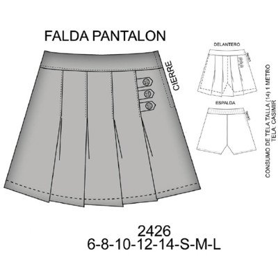 2426 - Molde de Falda pantalón con trabas 2426 - Molde de Falda pantalón con trabas