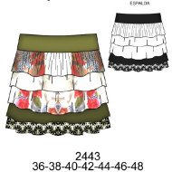 2443 - Molde de Falda capas con pretina elasticada