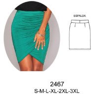 2467 - Molde de Falda cruzada con recogido lateral,
