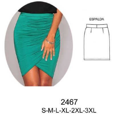 2467 - Molde de Falda cruzada con recogido lateral, 2467 - Molde de Falda cruzada con recogido lateral,