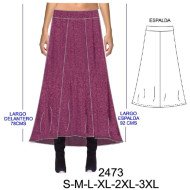 2473 - Molde de Falda con capa sobre delantero, ruedo asimétrico