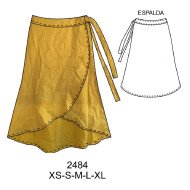 2484 - Molde de Falda larga, asimétrico, pareo ajustable