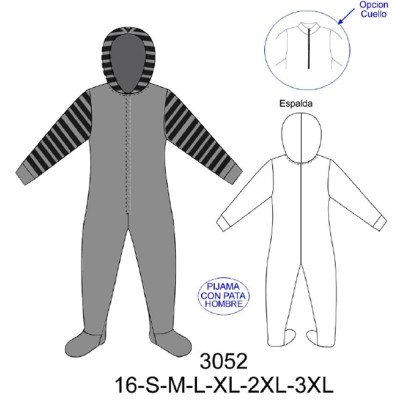 3052 - Molde de Pijama con pata hombre 3052 - Molde de Pijama con pata hombre
