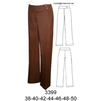 3399 - Molde de Pantalón a la cintura pretina ancha cruzada 3399 - Molde de Pantalón a la cintura pretina ancha cruzada