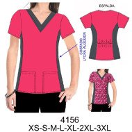 4156 - Molde de Delantal, escote v, costado en lycra