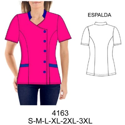 4163 - Molde de Delantal cruzado con pequeño cuello mao