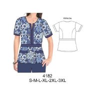 4182 - Molde de Delantal escote redondo con abertura, corte en cintura