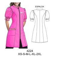 4224 - Molde de Delantal, cuello mao y manga globo con puño