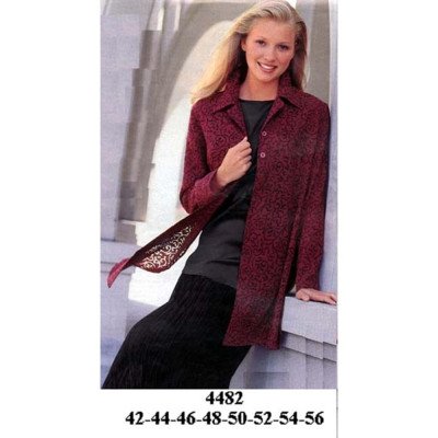 4482 - Molde de Tapado largo de cuello camisero con pata de botones y manga larga 4482 - Molde de Tapado largo de cuello camisero con pata de botones y manga larga
