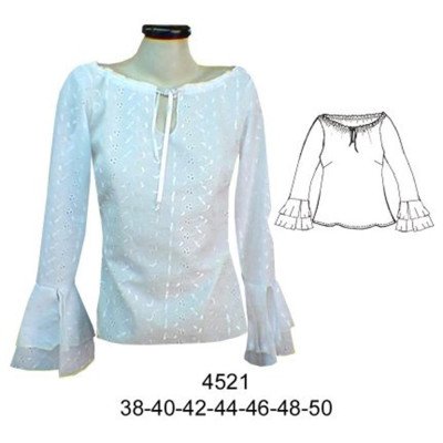 4521 - Molde de Blusa gitana con rocha en mangas 4521 - Molde de Blusa gitana con rocha en mangas