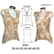 4541 - Molde de Blusa corte bajo el busto con puntas;