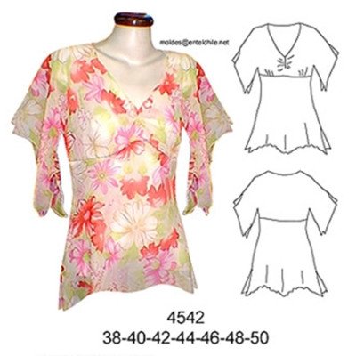 4542 - Molde de Blusa corte bajo busto con puntas 4542 - Molde de Blusa corte bajo busto con puntas