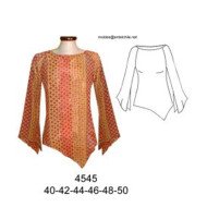 4545 - Molde de Blusa dama asimétrica;