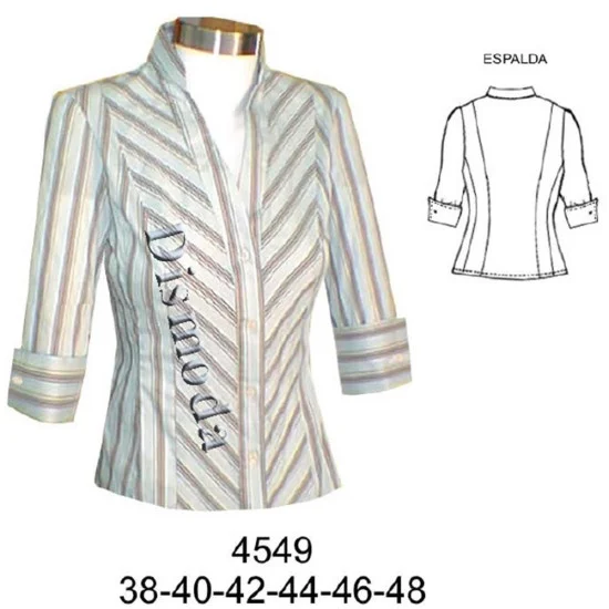 4549 - Molde de Blusa entallada manga 3/4 4549 - Molde de Blusa entallada manga 3/4