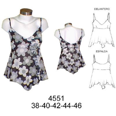 4551 - Molde de Blusa con corte bajo busto faldón evase 4551 - Molde de Blusa con corte bajo busto faldón evase