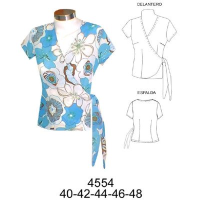 4554 - Molde de Blusa escote en v amarrada al costado 4554 - Molde de Blusa escote en v amarrada al costado