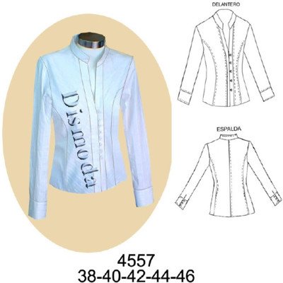 4557 - Molde de Blusa cuello mao corte princesa 4557 - Molde de Blusa cuello mao corte princesa