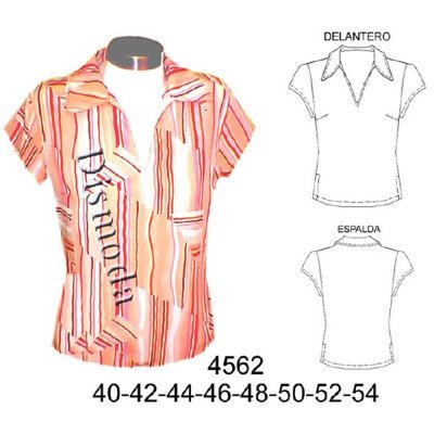 4562 - Molde de Blusa con abertura en escote 4562 - Molde de Blusa con abertura en escote