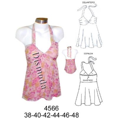 4566 - Molde de Blusa con corte bajo busto amarrada al cuello 4566 - Molde de Blusa con corte bajo busto amarrada al cuello