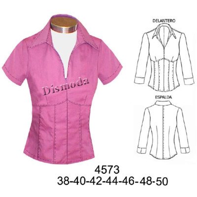 4573 - Molde de Blusa con cierre corte bajo busto 4573 - Molde de Blusa con cierre corte bajo busto