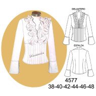 4577 - Molde de Blusa con alforzas, puño ancho y tiras recogidas y cierre al costado