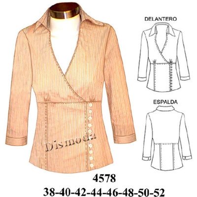 4578 - Molde de Blusa cruzada con corte bajo busto 4578 - Molde de Blusa cruzada con corte bajo busto