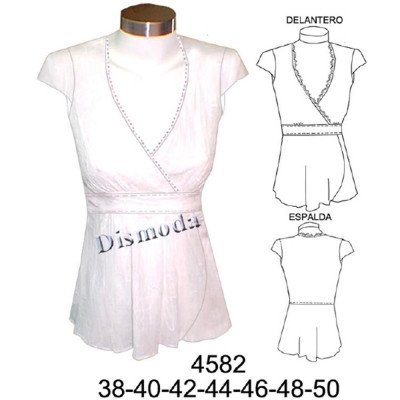 4582 - Molde de Blusa con corte bajo busto, faldón cruzado 4582 - Molde de Blusa con corte bajo busto, faldón cruzado