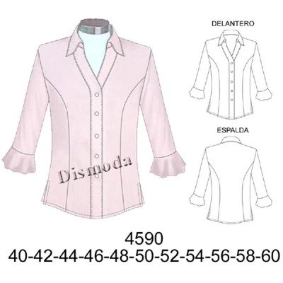 4590 - Molde de Blusa dama corte princesa largo 70 cms