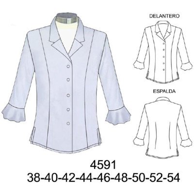 4591 - Molde de Blusa dama con cortes desde el hombro aberturas en costado: 4591 - Molde de Blusa dama con cortes desde el hombro aberturas en costado: