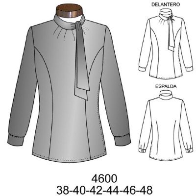 4600 - Molde de Blusa manga larga con amarra en cuello