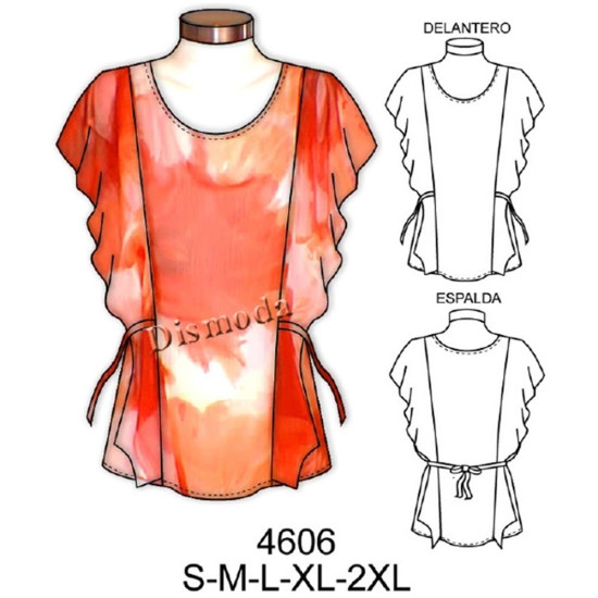 4606 - Molde de Blusa tipo kimono con costadillo