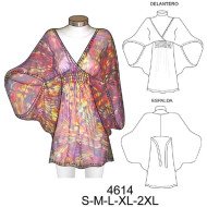 4614 - Molde de Bluzon corte bajo busto con pespunte e hilo elástico