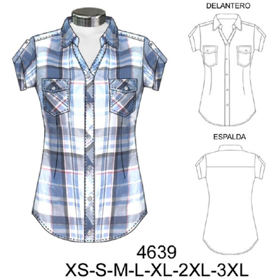 4639 - Molde de Blusa entallada juvenil 4639 - Molde de Blusa entallada juvenil