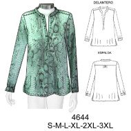 4644 - Molde de Blusón con pata y pliegue central cuello mao